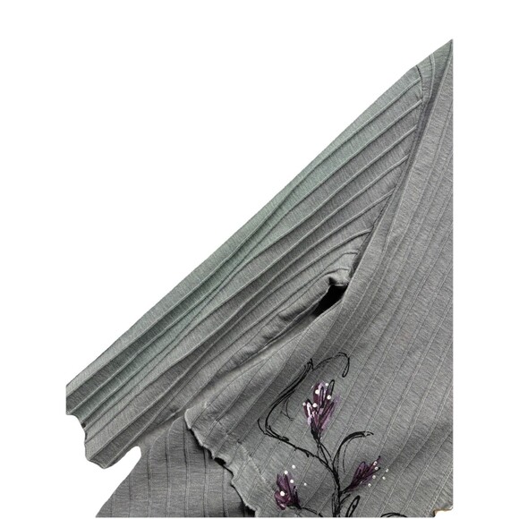 Focus Casual Life Womens Jacket Size M Gray Boho Ribbed Painted Button Lagenlook - Picture 7 of 7